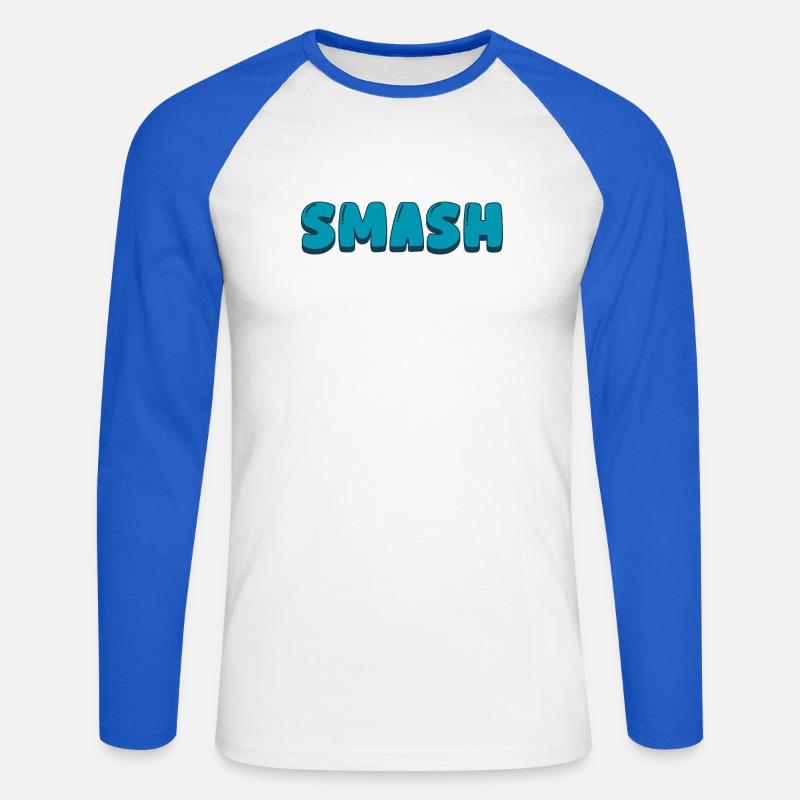 Smash - Unisex Baseballshirt langarm - Weiß/Royalblau