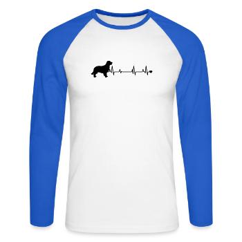 Chien - T-shirt baseball manches longues Homme - blanc/bleu royal - Devant - Nik (191cm)
