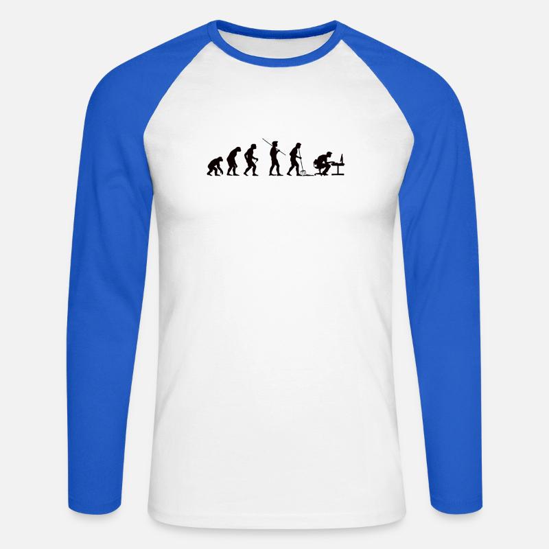 Programmer Evolution Computer Scientist Developer - Unisex Long Sleeve Baseball T-Shirt - white/royal blue