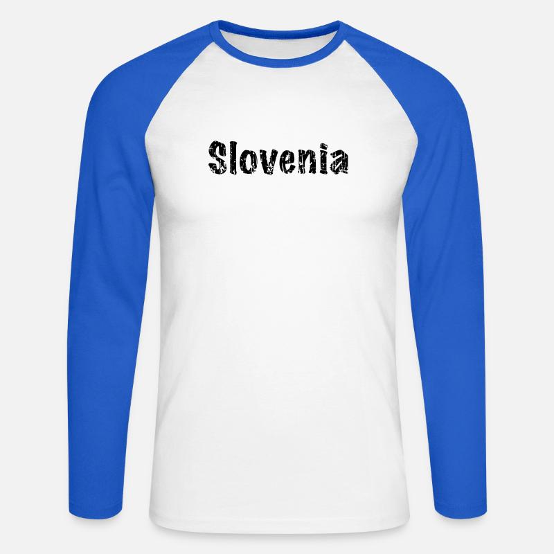 Slovenia - Unisex Baseballshirt langarm - Weiß/Royalblau