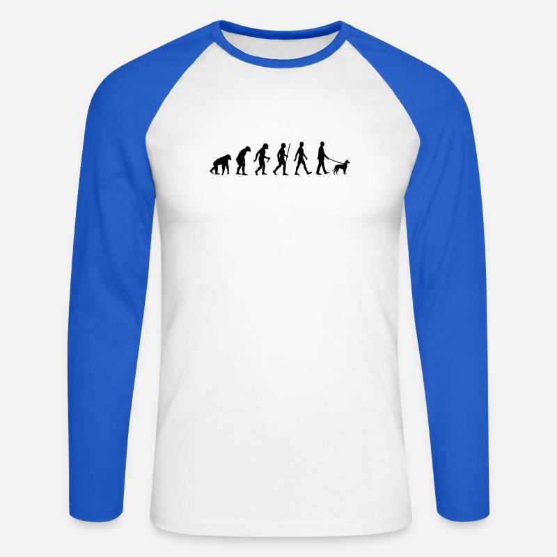 Evolution smooth collie man - Unisex Long Sleeve Baseball T-Shirt - white/royal blue