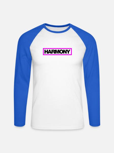 Typo HARMONY Kontur 2C - Unisex Baseballshirt langarm - Weiß/Royalblau