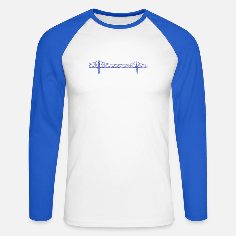 Rendsburger Hochbrücke – Urban Scribble Art Design - Unisex Baseballshirt langarm - Weiß/Royalblau