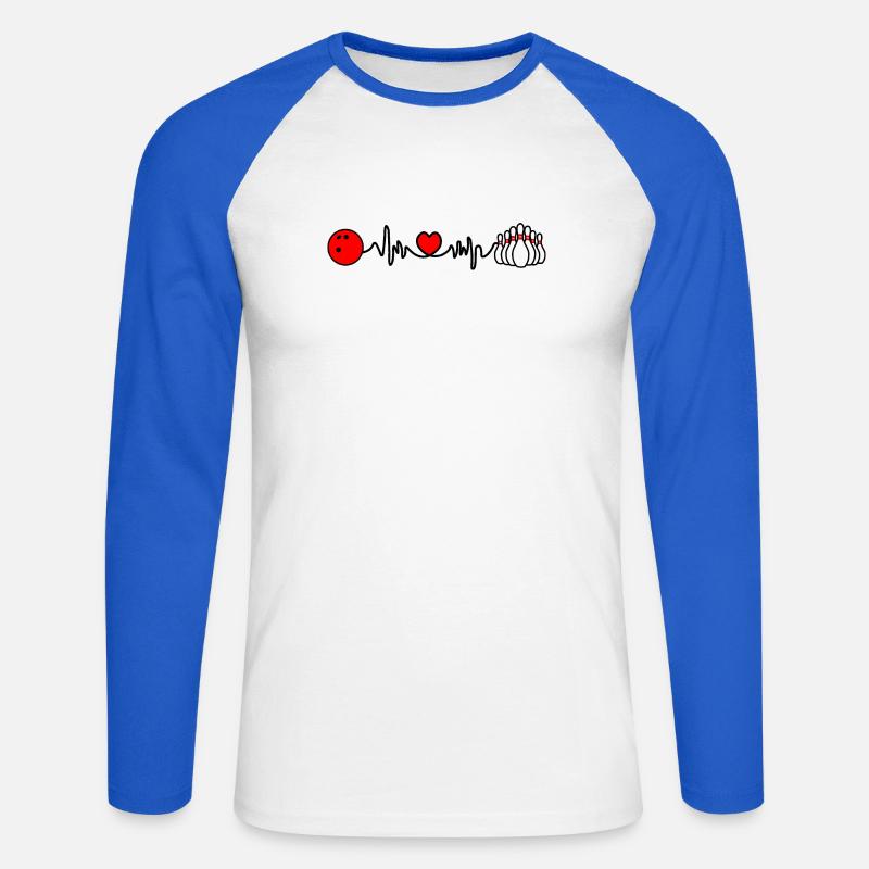 Bowling-Cardio-Herzfrequenz - Unisex Baseballshirt langarm - Weiß/Royalblau