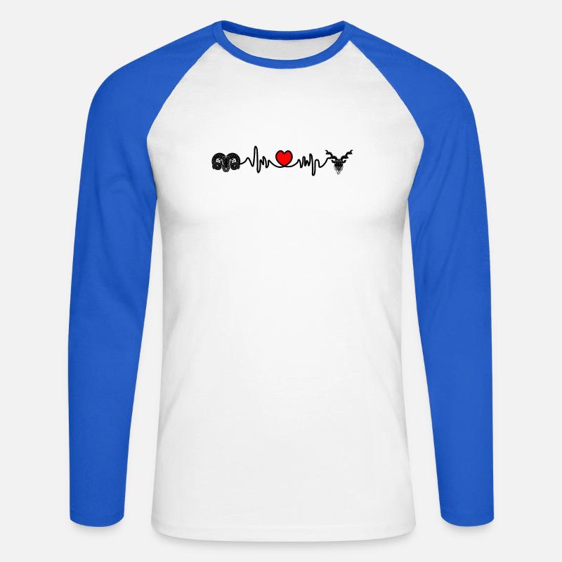 Herzfrequenz Cardio Widder Steinbock - Unisex Baseballshirt langarm - Weiß/Royalblau
