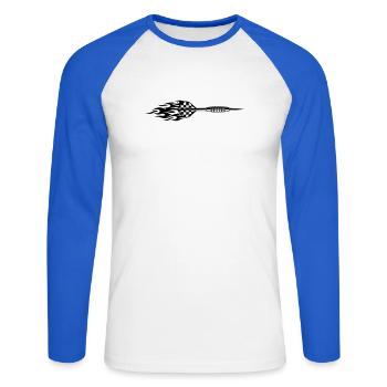 Symbole de fléchette Feu - T-shirt baseball manches longues Homme - blanc/bleu royal - Devant - Nik (191cm)