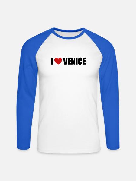 I love Venice Italien - Unisex Baseballshirt langarm - Weiß/Royalblau