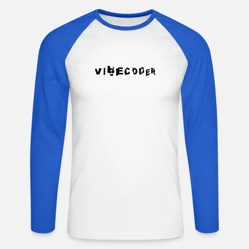 VibeCoder Glitch Neon - Unisex Long Sleeve Baseball T-Shirt - white/royal blue