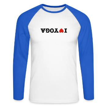 I love yoga - Unisex Long Sleeve Baseball T-Shirt - white/royal blue - Front - Nik (191cm)