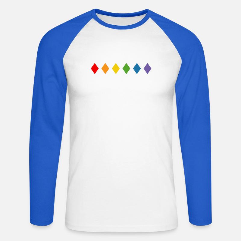 Regenbogen Rhombus - Unisex Baseballshirt langarm - Weiß/Royalblau