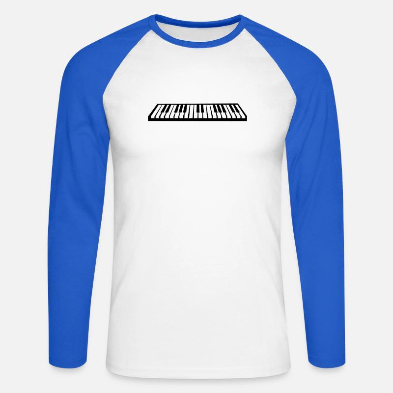 Klavier oder Keyboard - Unisex Baseballshirt langarm - Weiß/Royalblau