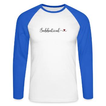 Sabbatical cute Typography with a Heart - Unisex Long Sleeve Baseball T-Shirt - white/royal blue - Front - Nik (191cm)