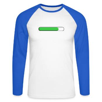 Average gauge Green (three quarters) - Unisex Long Sleeve Baseball T-Shirt - white/royal blue - Front - Nik (191cm)