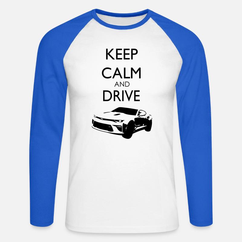 Keep Calm and Drive Camaro - Unisex Baseballshirt langarm - Weiß/Royalblau