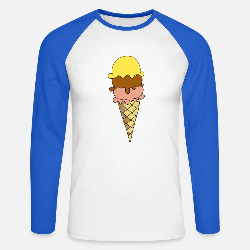 Gelbe Eiscreme Dreier-Sortiment - Unisex Baseballshirt langarm - Weiß/Royalblau
