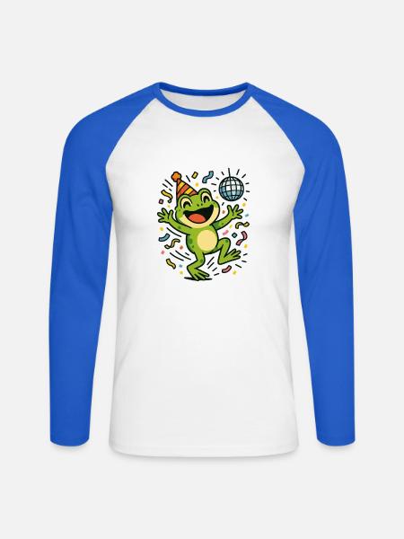 Party Frog - Unisex Long Sleeve Baseball T-Shirt - white/royal blue