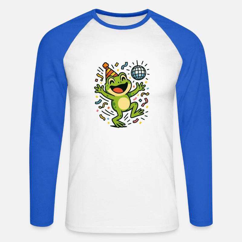 Party Frog - Unisex Long Sleeve Baseball T-Shirt - white/royal blue