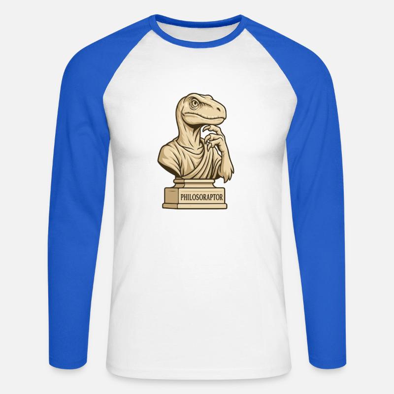 Philosoraptor - Unisex Long Sleeve Baseball T-Shirt - white/royal blue