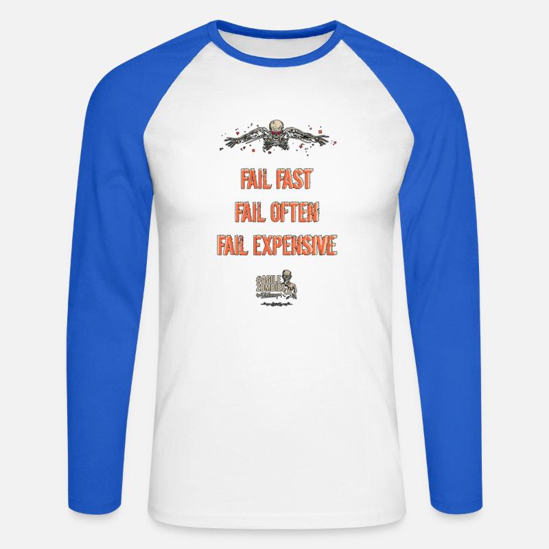 Fail Fast, Fail Often, Fail Expensive! - Unisex Baseballshirt langarm - Weiß/Royalblau
