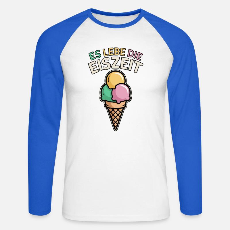 Es lebe die Eiszeit - eiscreme - Unisex Baseballshirt langarm - Weiß/Royalblau