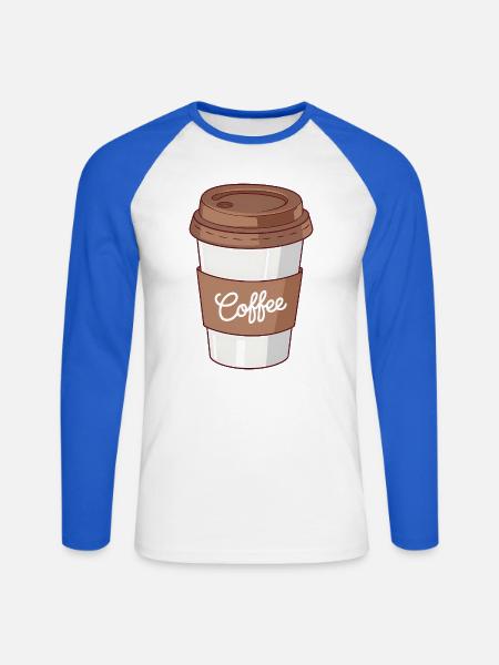 Einfache Kaffeetasse für Koffeinliebhaber - Unisex Baseballshirt langarm - Weiß/Royalblau