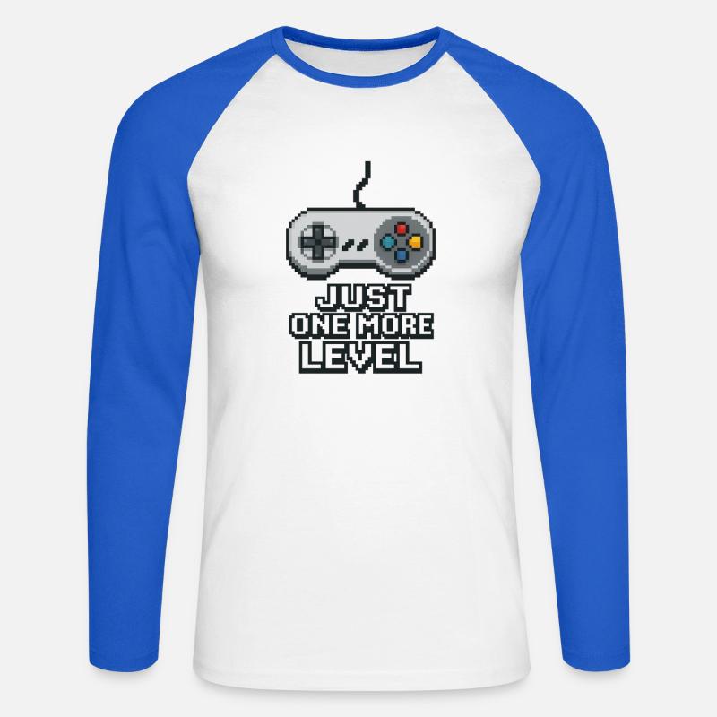 Pixel Neon Game Controller Design - Unisex Baseballshirt langarm - Weiß/Royalblau