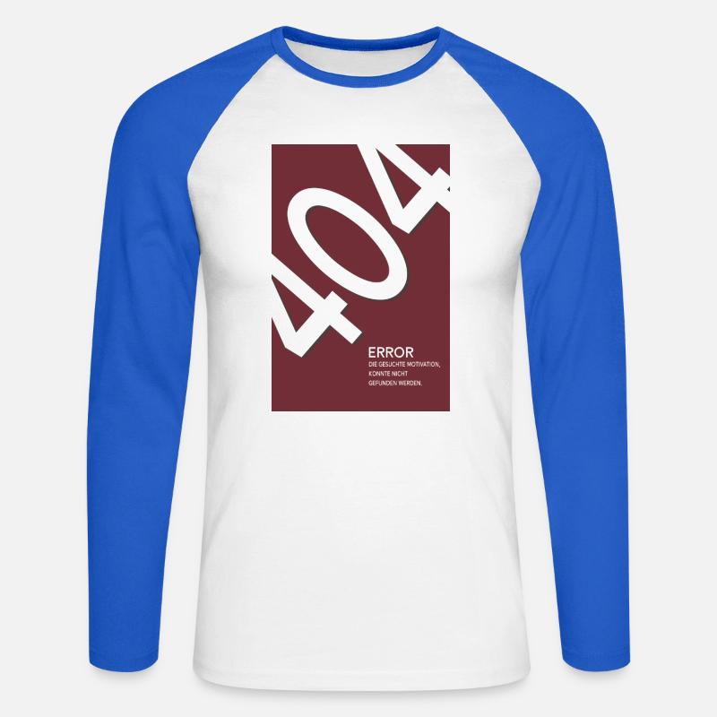 Error 404 Motivation Not Found - Unisex Baseballshirt langarm - Weiß/Royalblau