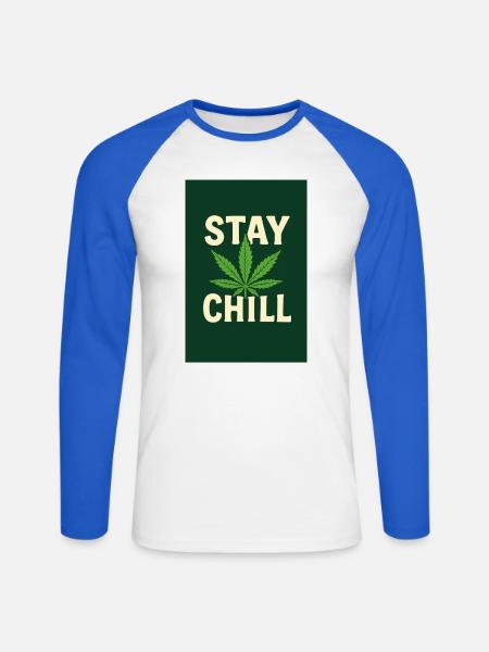 Stay Chill Cannabis Leaf - Unisex Long Sleeve Baseball T-Shirt - white/royal blue