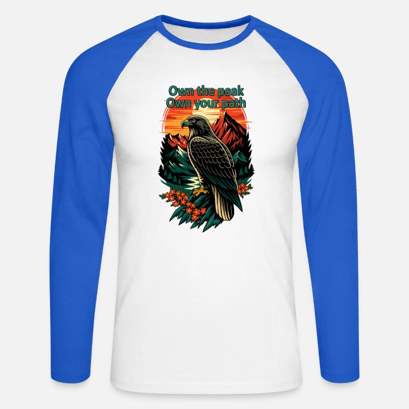 Besitze den Peak Eagle Path - Unisex Baseballshirt langarm - Weiß/Royalblau