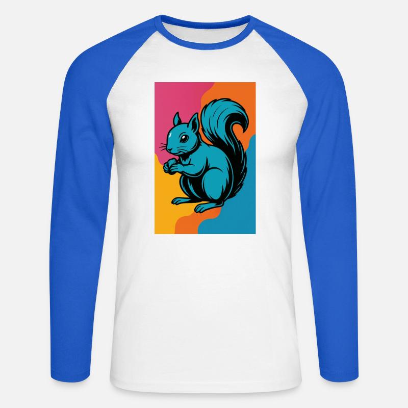 Buntes Eichhörnchen Pop Art - Unisex Baseballshirt langarm - Weiß/Royalblau
