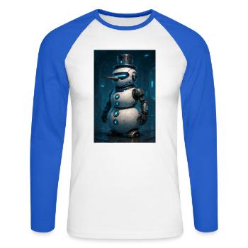 RockyZoo21 - Unisex Long Sleeve Baseball T-Shirt - white/royal blue - Front - Nik (191cm)