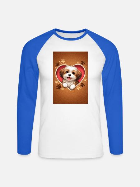 Herzpfoten Hundchen im Herzen - Unisex Baseballshirt langarm - Weiß/Royalblau