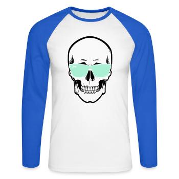 Color-Adjustable Sunglasses Smile Skull - Unisex Long Sleeve Baseball T-Shirt - white/royal blue - Front - Nik (191cm)