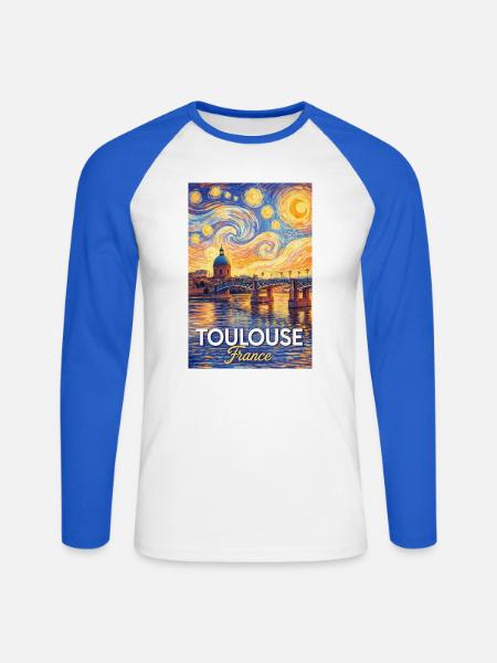 Toulouse, Frankreich - Unisex Baseballshirt langarm - Weiß/Royalblau