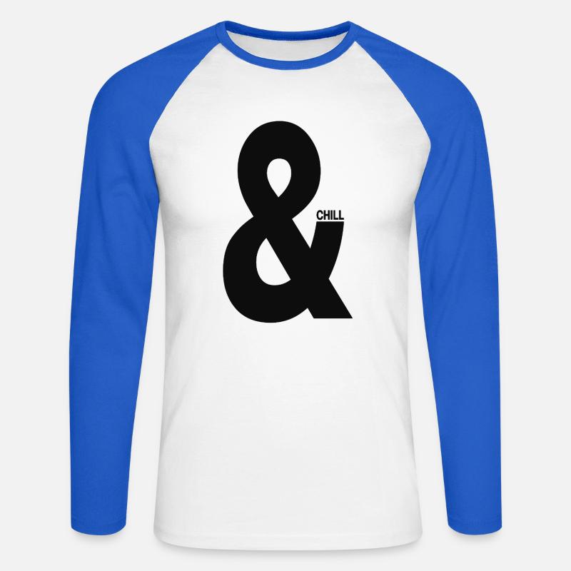 E & Chill Tipografia Minimale - Maglia da baseball a manica lunga da uomo - bianco/blu royal