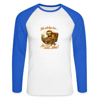 Ich mach das aber ich gucke dabei böse sloth - Unisex Baseballshirt langarm - Weiß/Royalblau - Vorne - Nik (191cm)