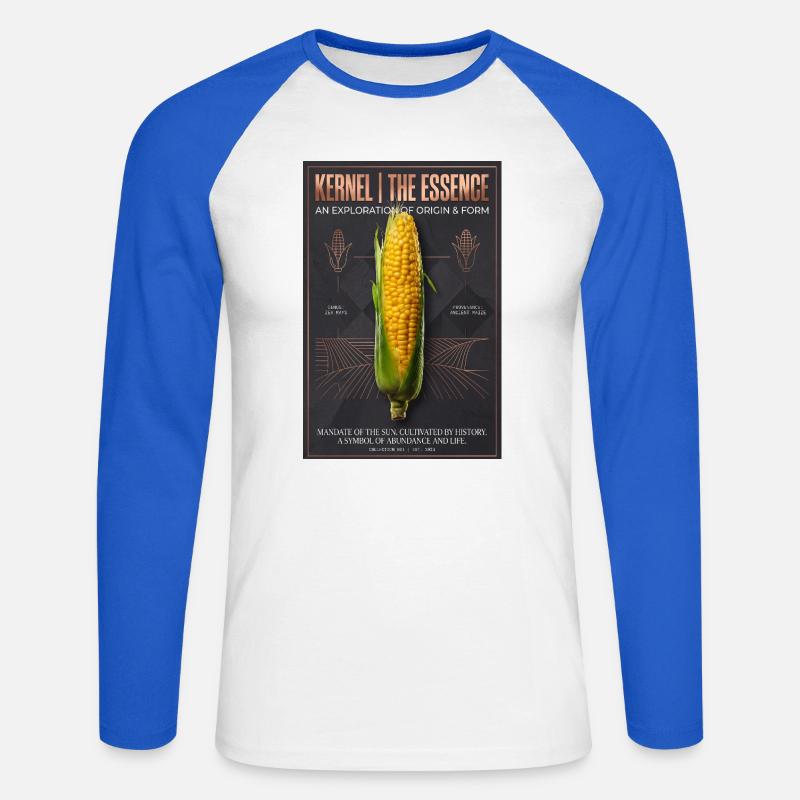Kernel Essence: Origin & Form - Unisex Long Sleeve Baseball T-Shirt - white/royal blue