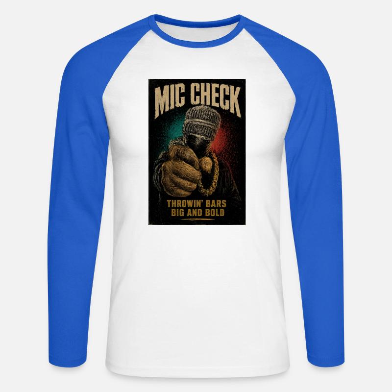 Mic Check Bold Throwin' Bars - Unisex Baseballshirt langarm - Weiß/Royalblau