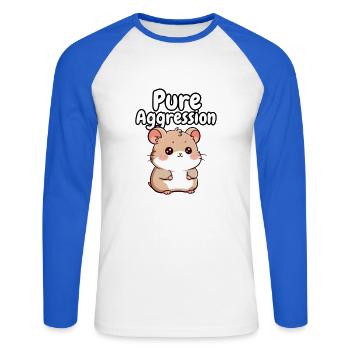 Pure Aggression Hamster - Unisex Long Sleeve Baseball T-Shirt - white/royal blue - Front - Nik (191cm)