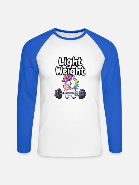 Licorne légère - T-shirt baseball manches longues Homme - blanc/bleu royal