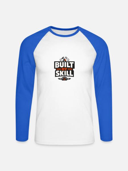 Built by Skill Logo Tee - Unisex Baseballshirt langarm - Weiß/Royalblau