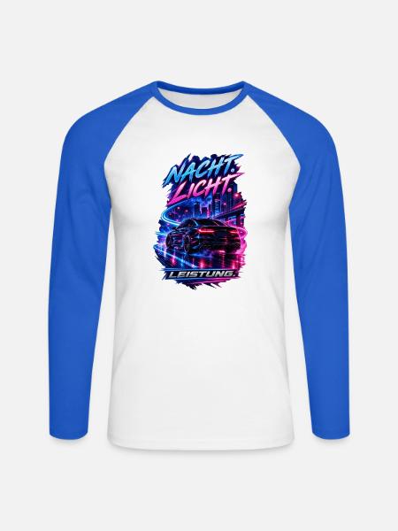 Nacht. Licht. Leistung. - Unisex Baseballshirt langarm - Weiß/Royalblau