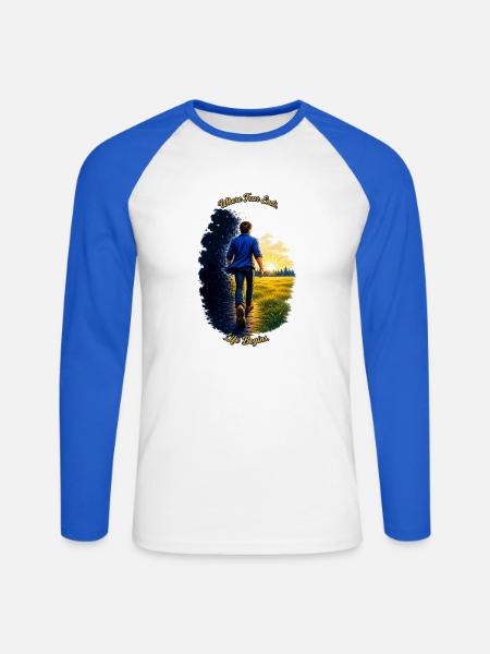 Where Fear Ends, Life Begins - Unisex Baseballshirt langarm - Weiß/Royalblau
