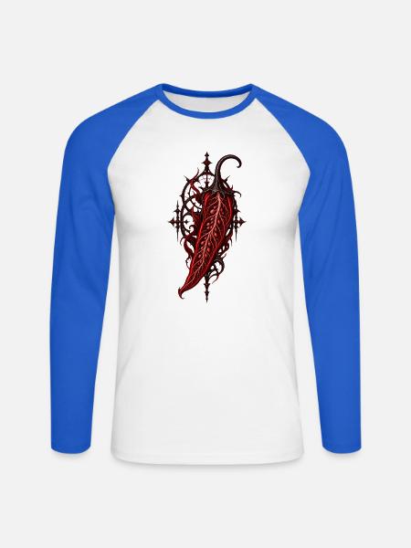 Roter Dornbluete Gothic Botanik - Unisex Baseballshirt langarm - Weiß/Royalblau
