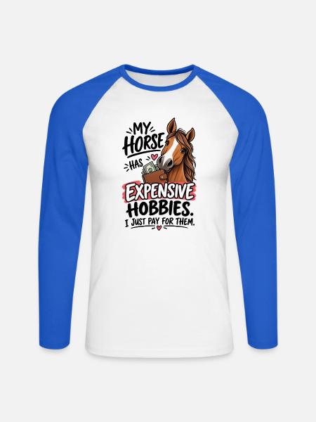 Horse Owner Expensive Hobbies - Unisex Baseballshirt langarm - Weiß/Royalblau