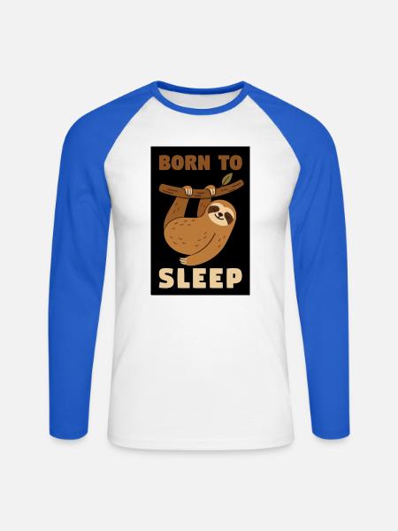 Born to sleep - Unisex Baseballshirt langarm - Weiß/Royalblau