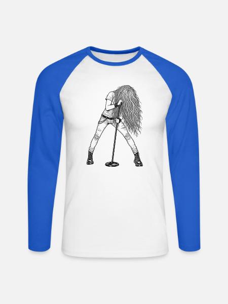 Sänger - Unisex Baseballshirt langarm - Weiß/Royalblau