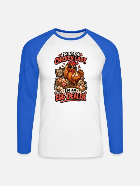 Chicken Lady Egg Dealer - Unisex Baseballshirt langarm - Weiß/Royalblau