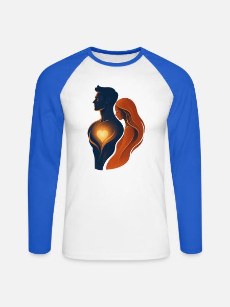 Umarme dich im leuchtenden Herzen - Unisex Baseballshirt langarm - Weiß/Royalblau