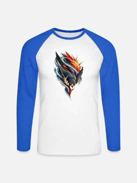 Falke - Unisex Baseballshirt langarm - Weiß/Royalblau